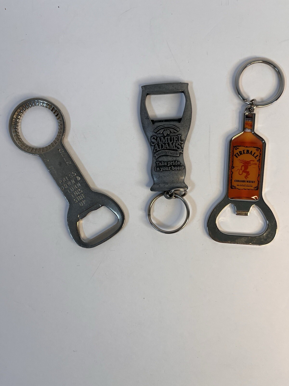 Bottle Openers Keychains Novelty Advertising Metal Samual Adams Fireball Ekco