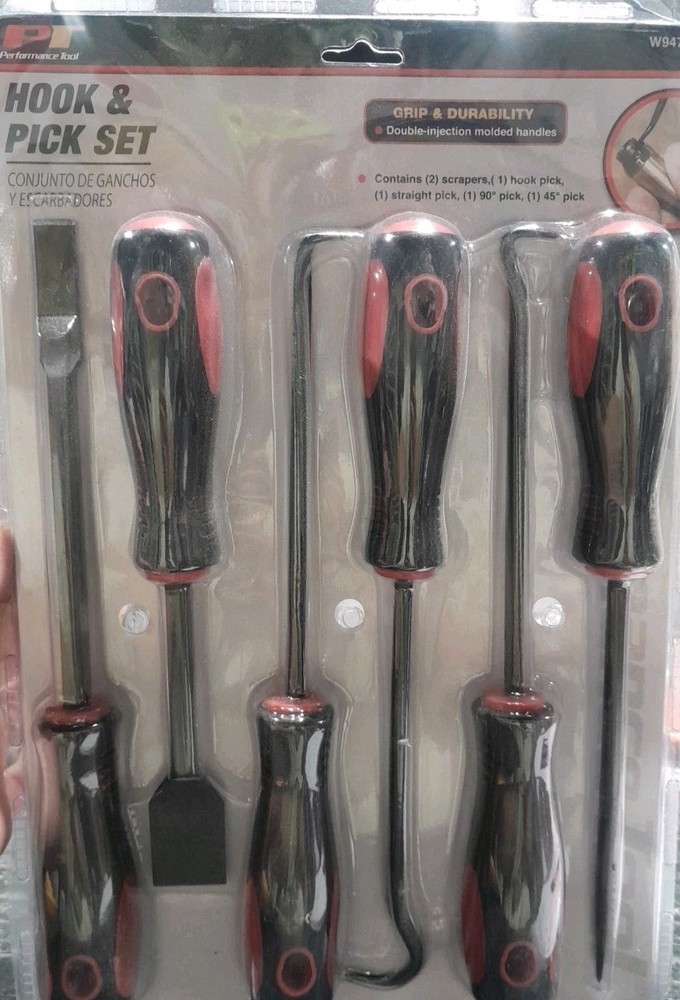 Performance Tool 6 piece Hook & Pick Set W947 Durable Double-Injection