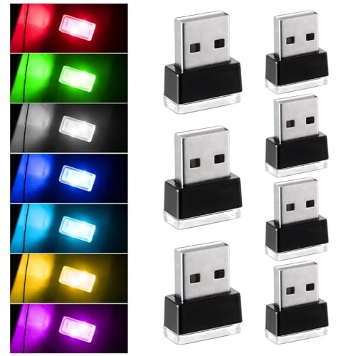 7PCS USB LED Car Interior Atmosphere Lamp, Plug-in USB Interface LED 7 PCS