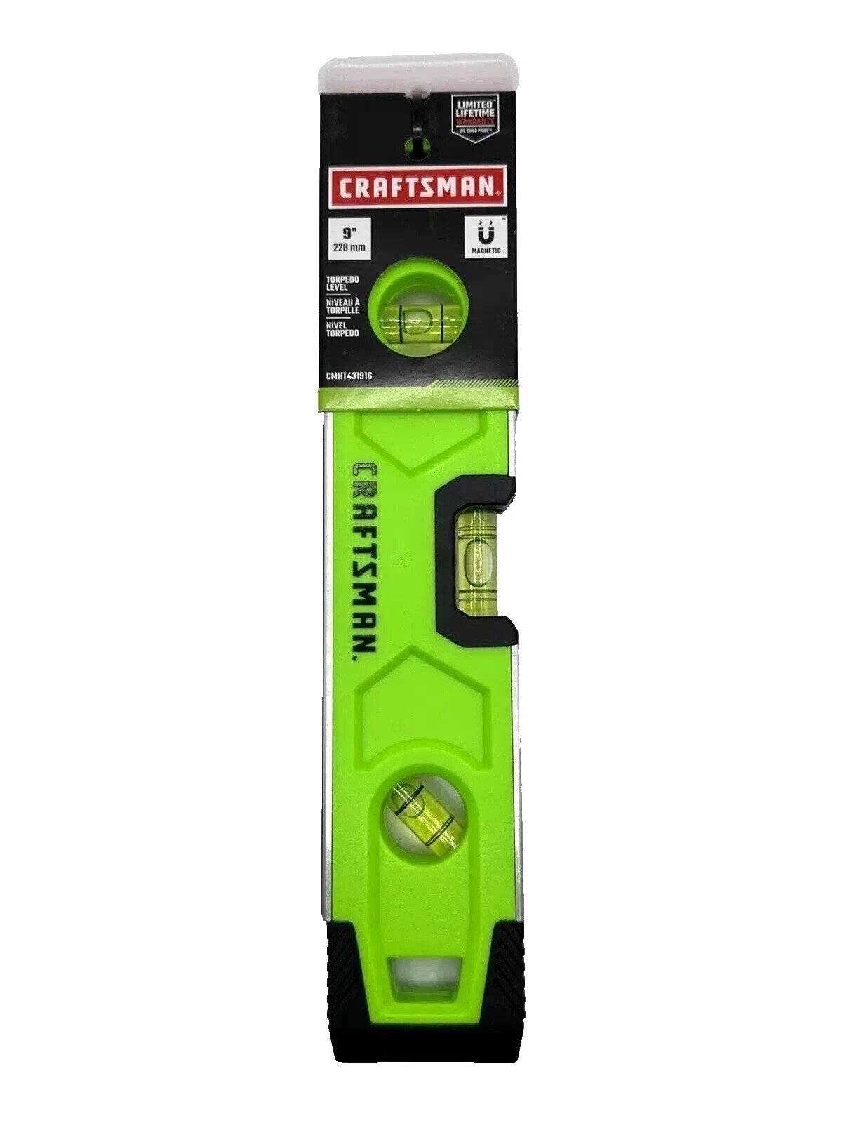CRAFTSMAN Torpedo Level Vial Magnetic 9" High-Visibility (CMHT43191G) NEW