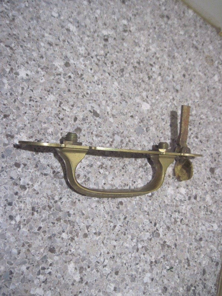 Vintage Solid Brass Door Pull Handle with Thumb Latch #9 / 9-1/8"