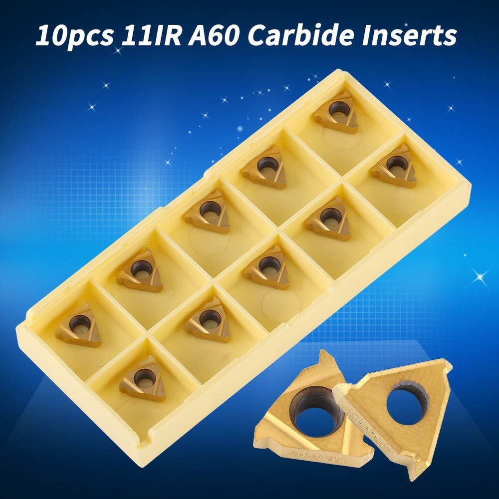 10PCS Lathe Threading Inserts Carbide Turning Inserts 11IR A60 CNC Blade