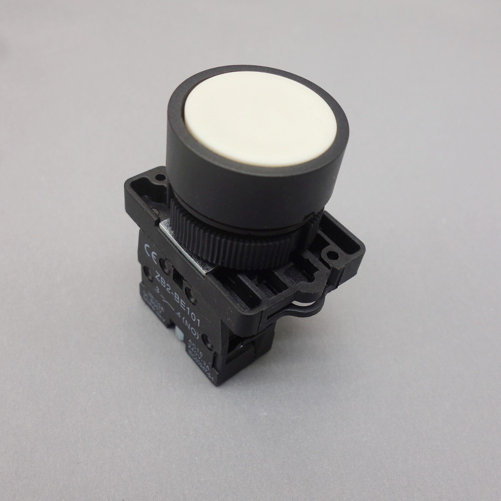 2PCS 22MM PUSHBUTTON SWITCH FITS XB2EA11 White 1No flush push Momentary Plastic