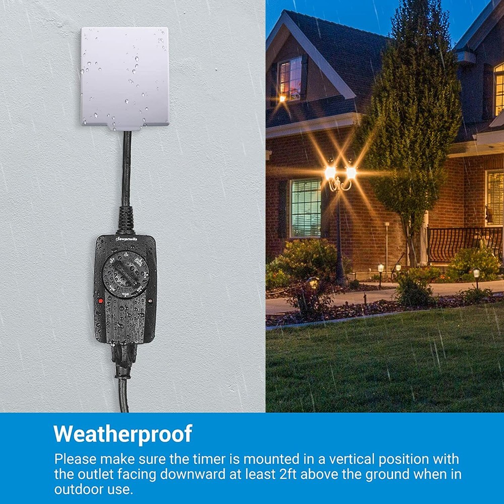 DEWENWILS 2Pack Outdoor Outlet Timer Switch Plug in Dusk to Dawn Countdown Timer