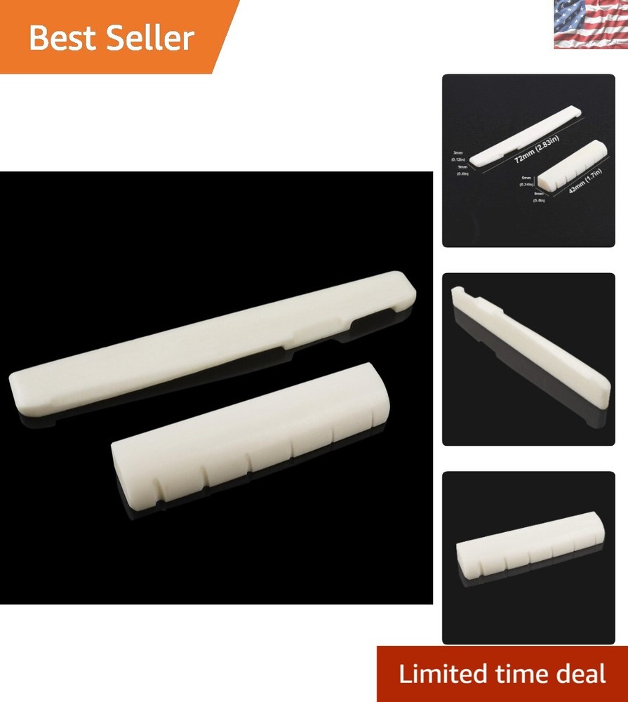 Bone Nut and Saddle Set for 6-String Acoustic Guitars - Light & Durable