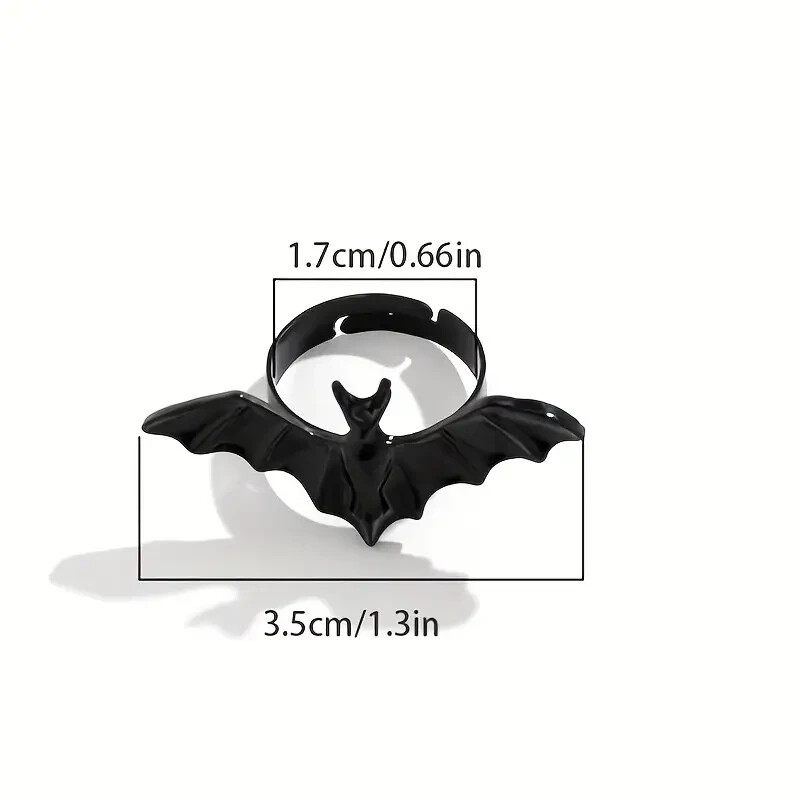Gothic Style Black Bat Adjustable Cuff Ring