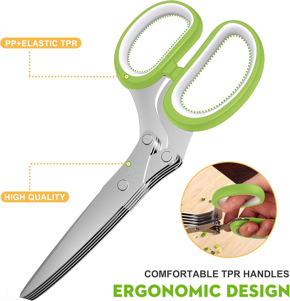 Herb Scissors 5 Blade Stainless Steel Kitchen Shears Multi Blade Cutter Tool Set