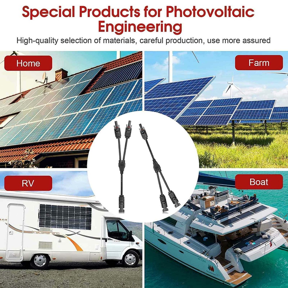 Solar Panel Y/T Branch Cable Connection Waterproof Connector & Charge Controller