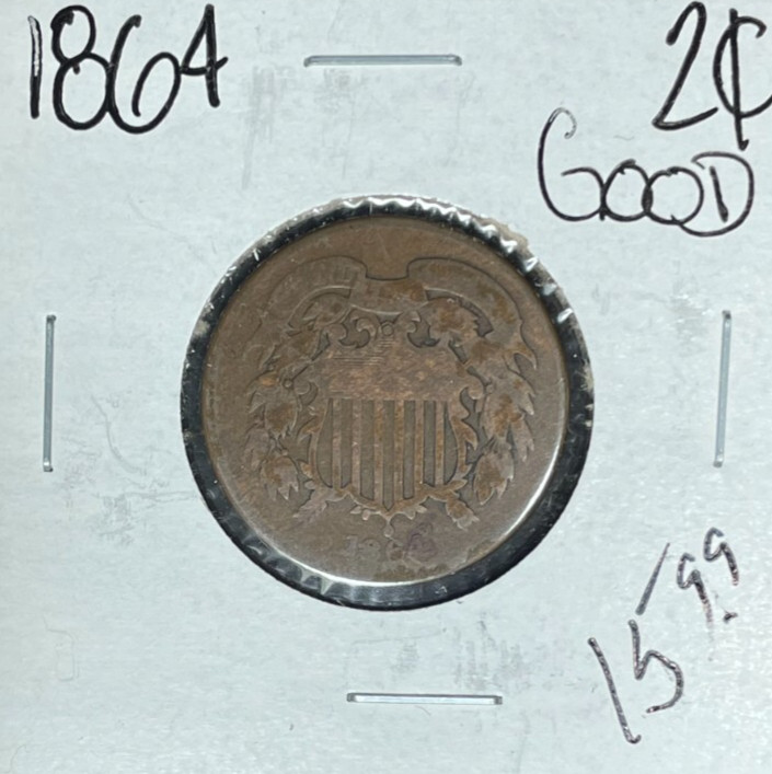 1864 TWO CENT PIECE - GOOD ~NICE COIN~