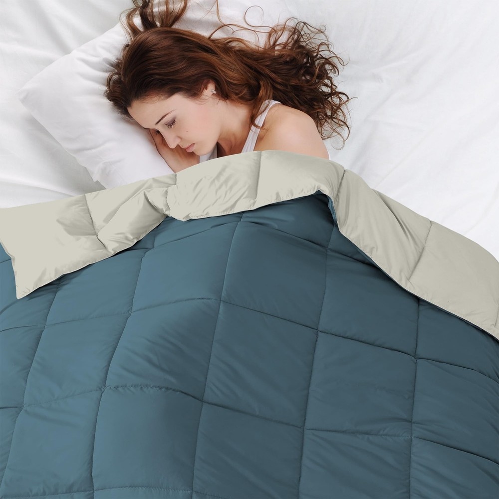Down Alternative Comforter Twin Teal Beige Reversible Bedding Insert Duvet