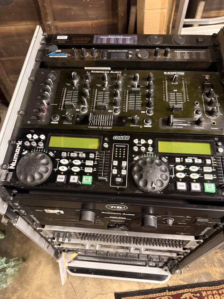 Numark NS6 DJ Package Controller, Behringer & QFX Speakers, Mixer, Cases