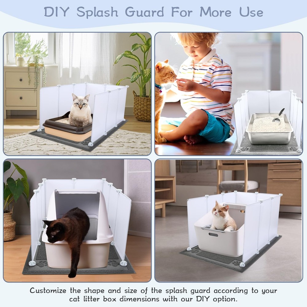 Essenhome Cat Litter Box Enclosure Splash Guard Extra Large, White