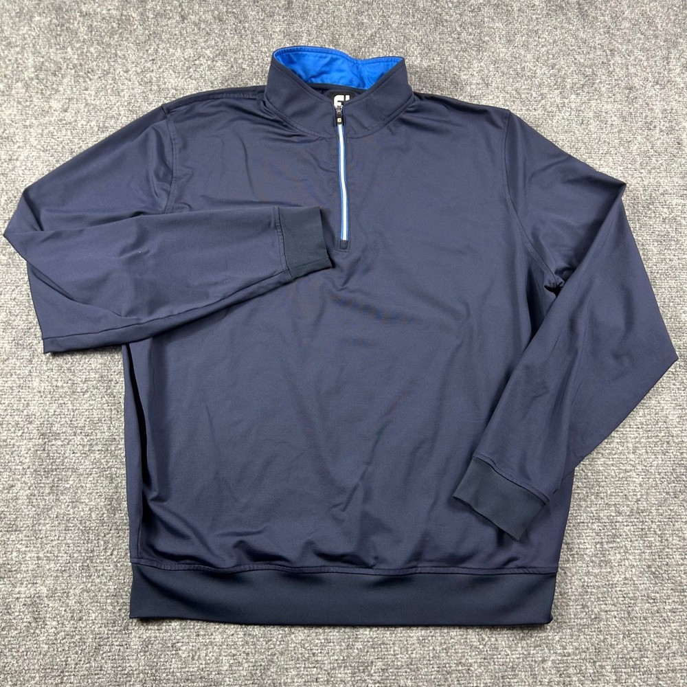 FootJoy Quarter Zip Pullover Men Large Navy Blue Stretch Golf Athletic Jacket
