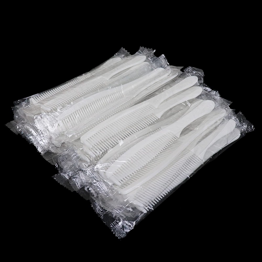Disposable Combs Bulk, Individually Wrapped Pack of 50, White Combs,