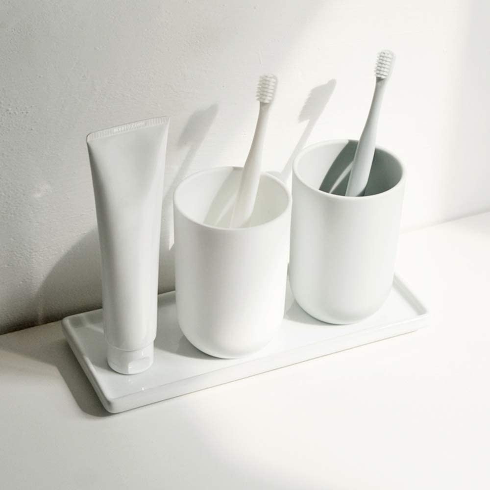 Floatant Ceramic Candle Tray Small Rectangle,Bathroom White Tray, Marble For