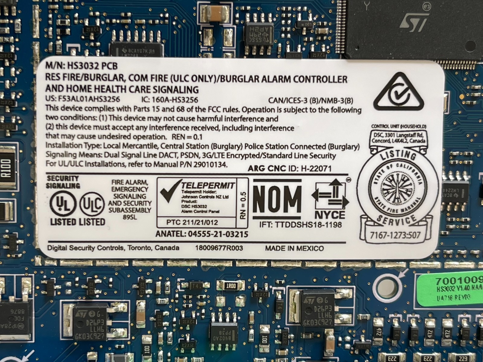 DSC HS3032 PCB Residential Burglar Alarm Controller V1.40 Power Board