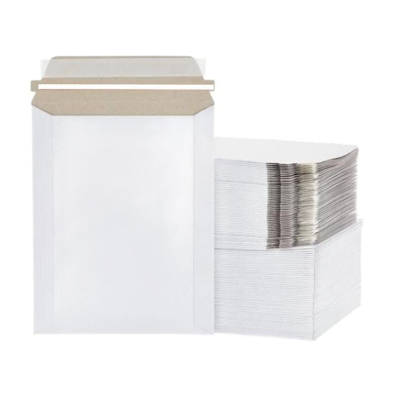 100 - 6x8 White Rigid Stay Flats Self-Seal Cardboard Envelope Mailers 6"x8"