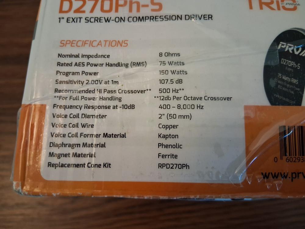 PRV Audio D270Ph-S 1" Exit Phenolic Compression Driver