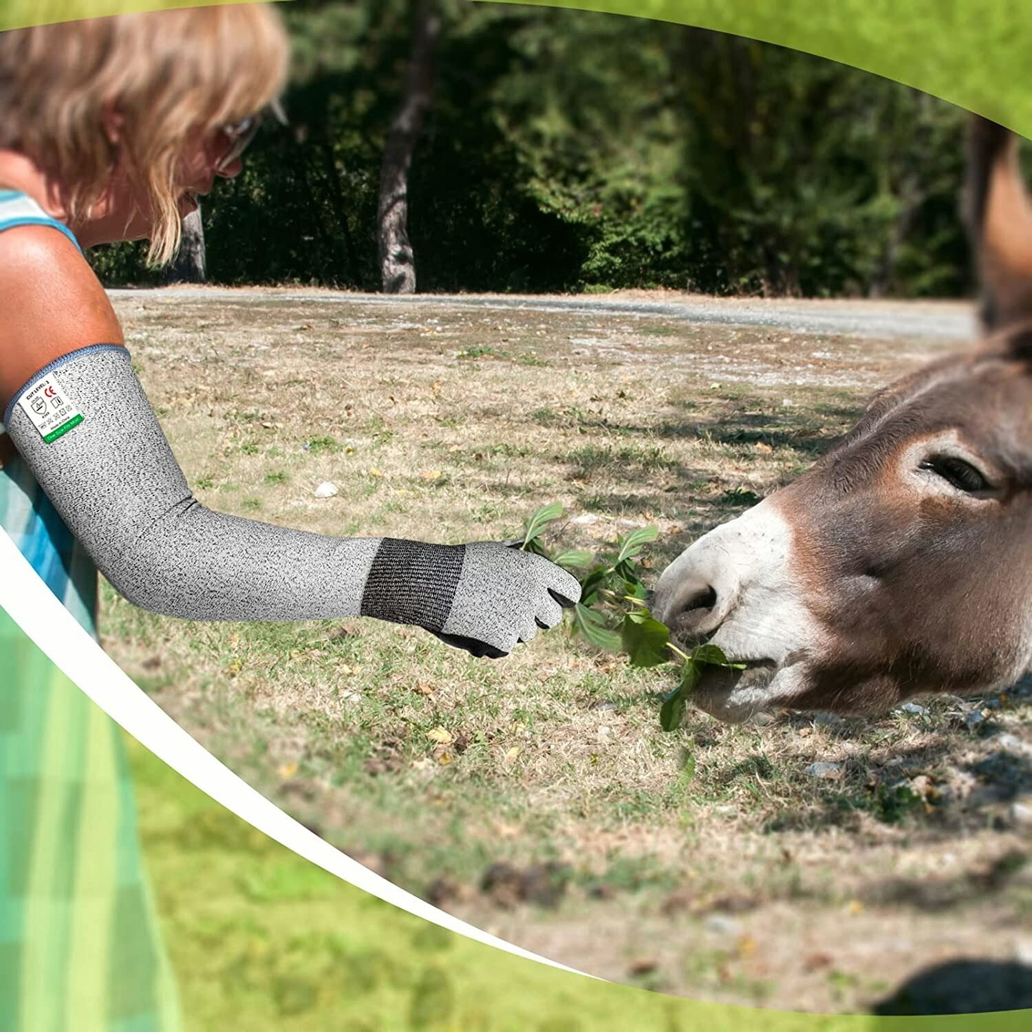 EvridWear Long Gardening Gloves Cut Resistant Sleeves with Nitrile Coated Palm