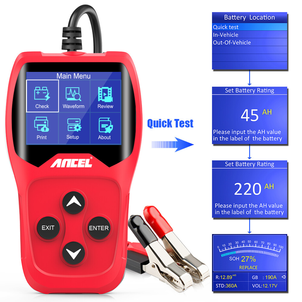 Automotive Battery Tester 12V Voltage Load Cranking Charging System Analyzer