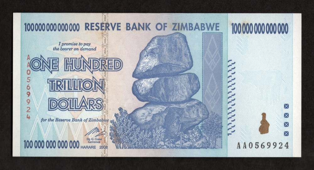 Zimbabwe 2008 100 Trillion Dollars Pick 91 - Uncirculated