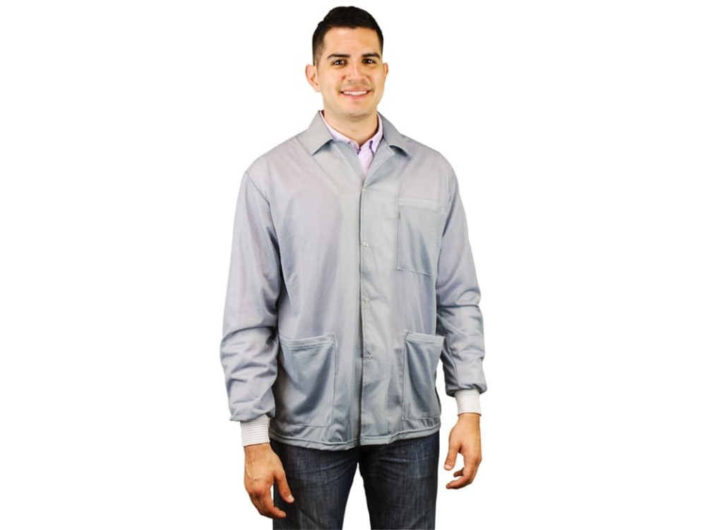 Desco 73777 - Statshield smock - jacket style with knitted cuffs / grey / Medium