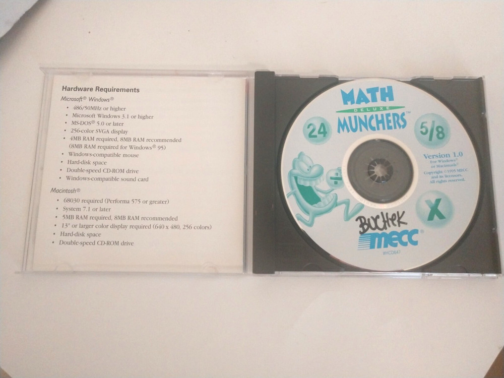 Math Munchers Deluxe Windows Mac MS-DOS PC 1995 CD-ROM Learning Tutoring Game