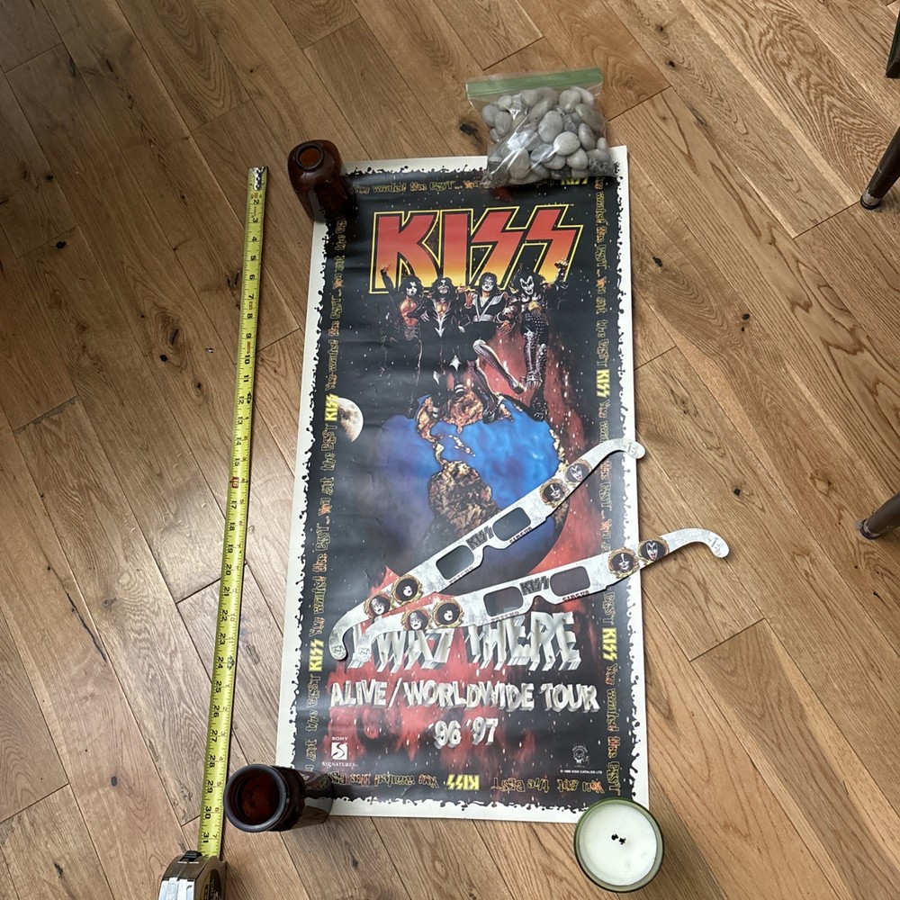 Kiss I Was There Alive Worldwide Tour Poster 30” Tall Psycho Circus 3-D Glasses