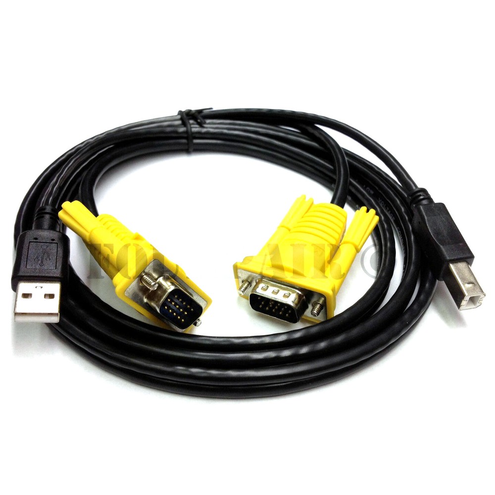 4 Pack - 5ft KVM Switch Cable - USB VGA Wire Cord 3-in-1 Keyboard Video Mouse PC