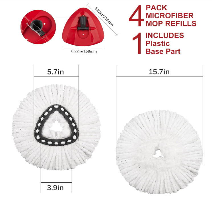 4 Pack Mop Replacement Heads Compatible with Ocedar Mop Replace Head Easywrin...