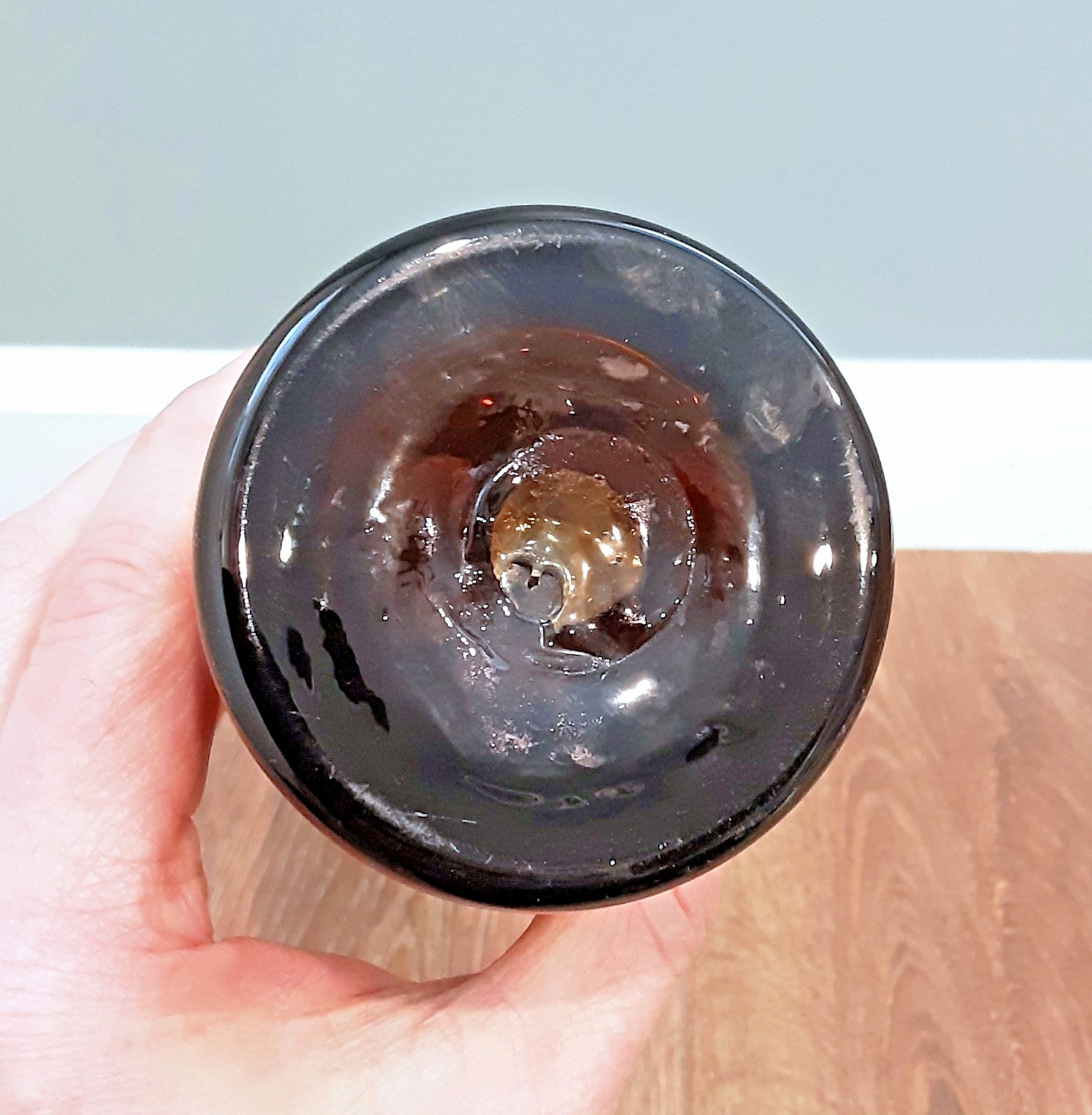 INDIANA GREENWICH Art Glass "KINGSTON" Burnt Honey BIG 20" Decanter Bottle MCM