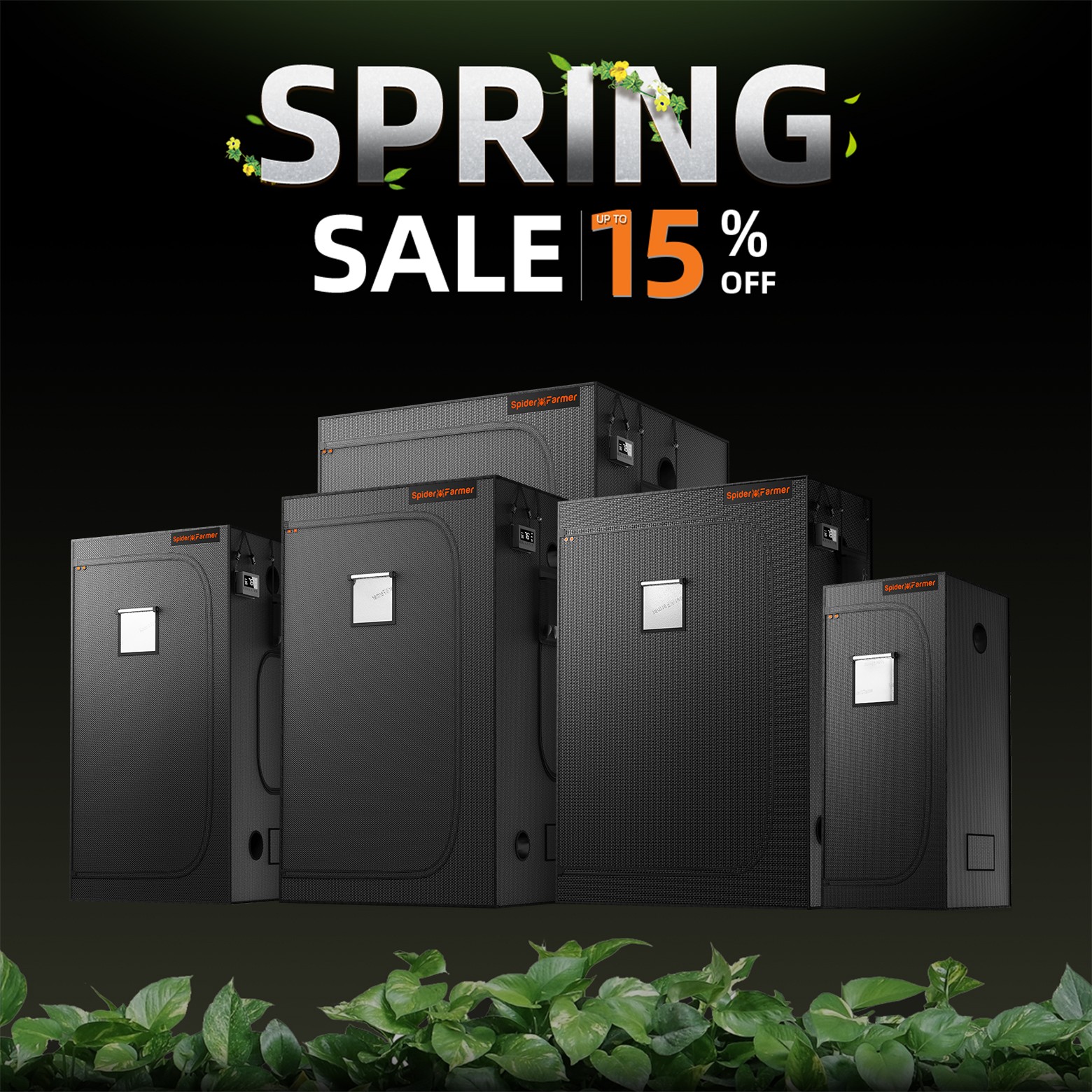 Spider Farmer 1680D Grow Tent Indoor Plant Hydroponics Mylar Dark Room for Veg