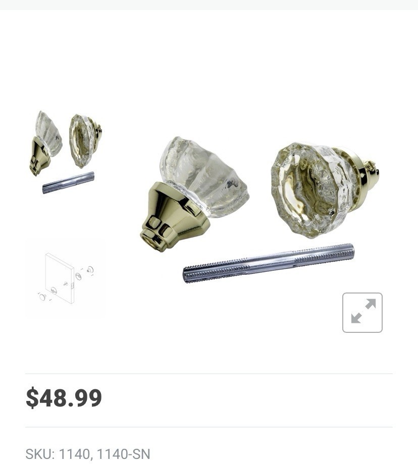 First Watch Glass & Brass Replacement Knobs & Rosettes Antique-Style New