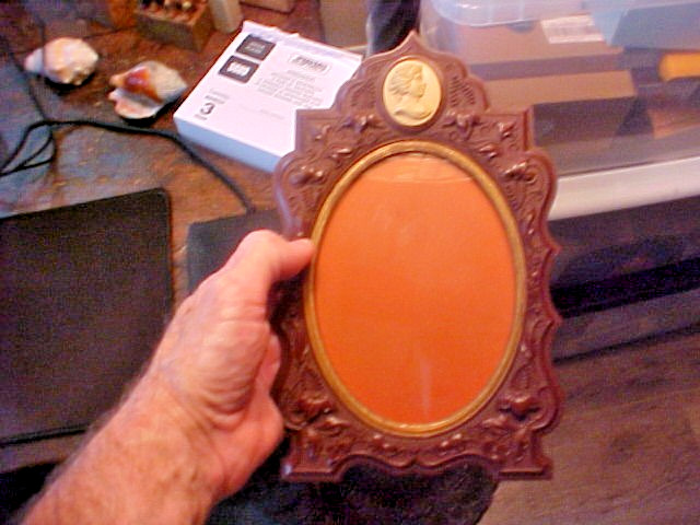 1855 Dated Cameo Themed Gutta Percha Thermoplastic Cabinet Card Wall Frame RARE!