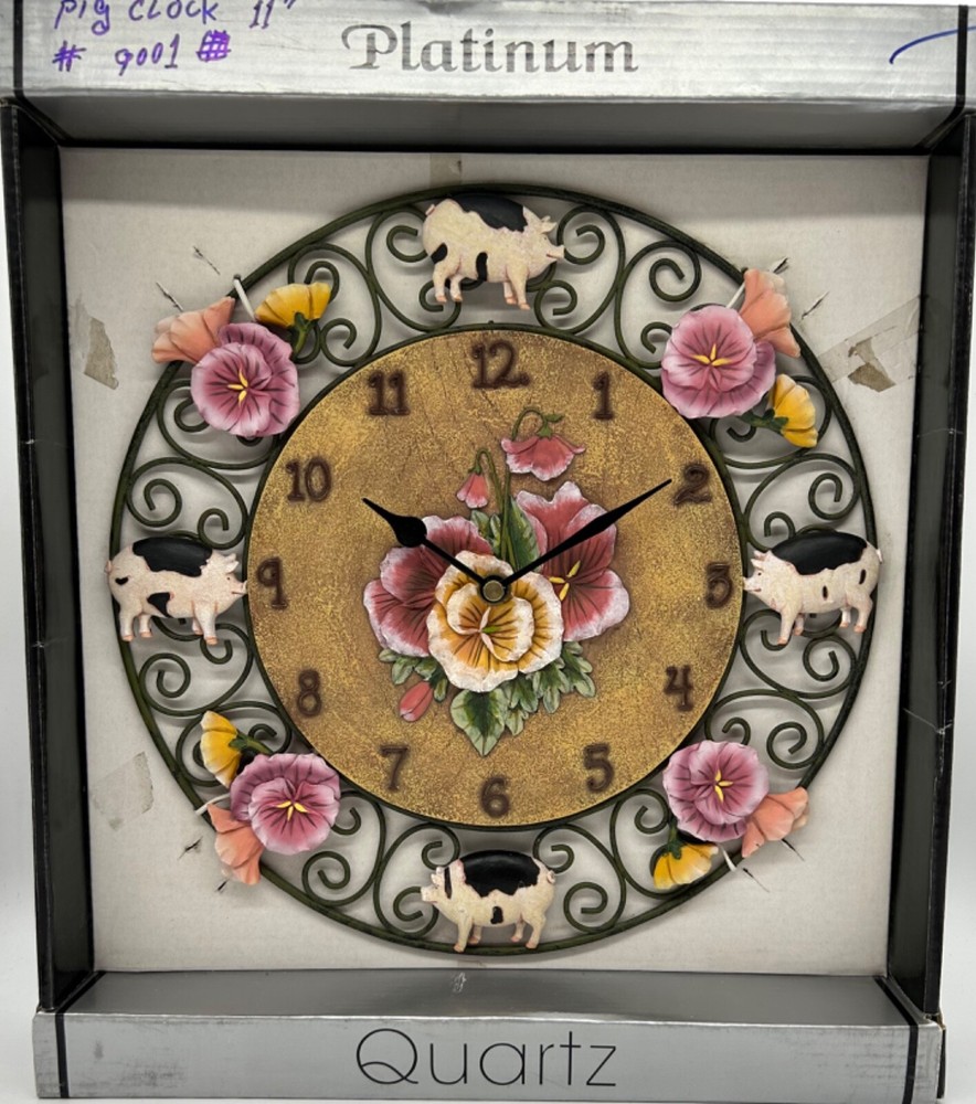 Quartz Wall Clock - Rustic Floral Farmhouse Decor with Cows
