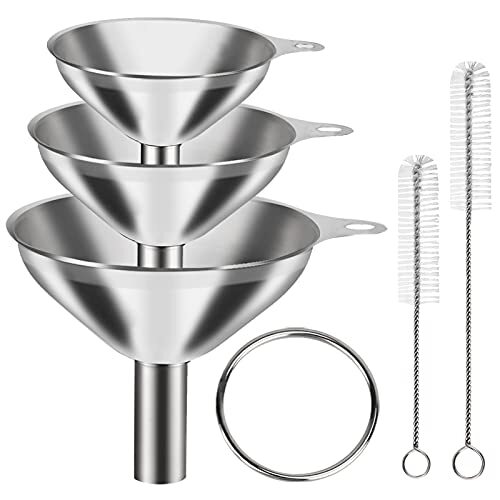 6 Pcs Stainless Steel Mini Funnels for Kitchen use. Large Tiny Funnels set