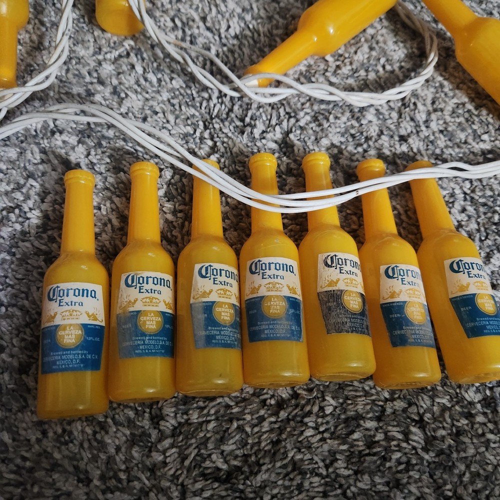Corona Extra 10 Count Bottle Shape String Lights Working Plus 7 Spare Bottles