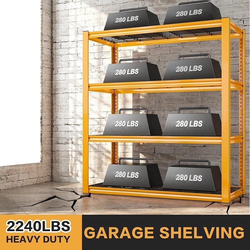 Heavy Duty Garage Shelving 2240LBS Metal Storage Shelves 4 Tier Organizer Rack
