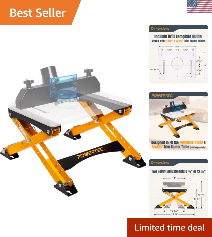 Adjustable Folding Router Table Stand - Space-Saving & Wall-Mount Ready, UT1013
