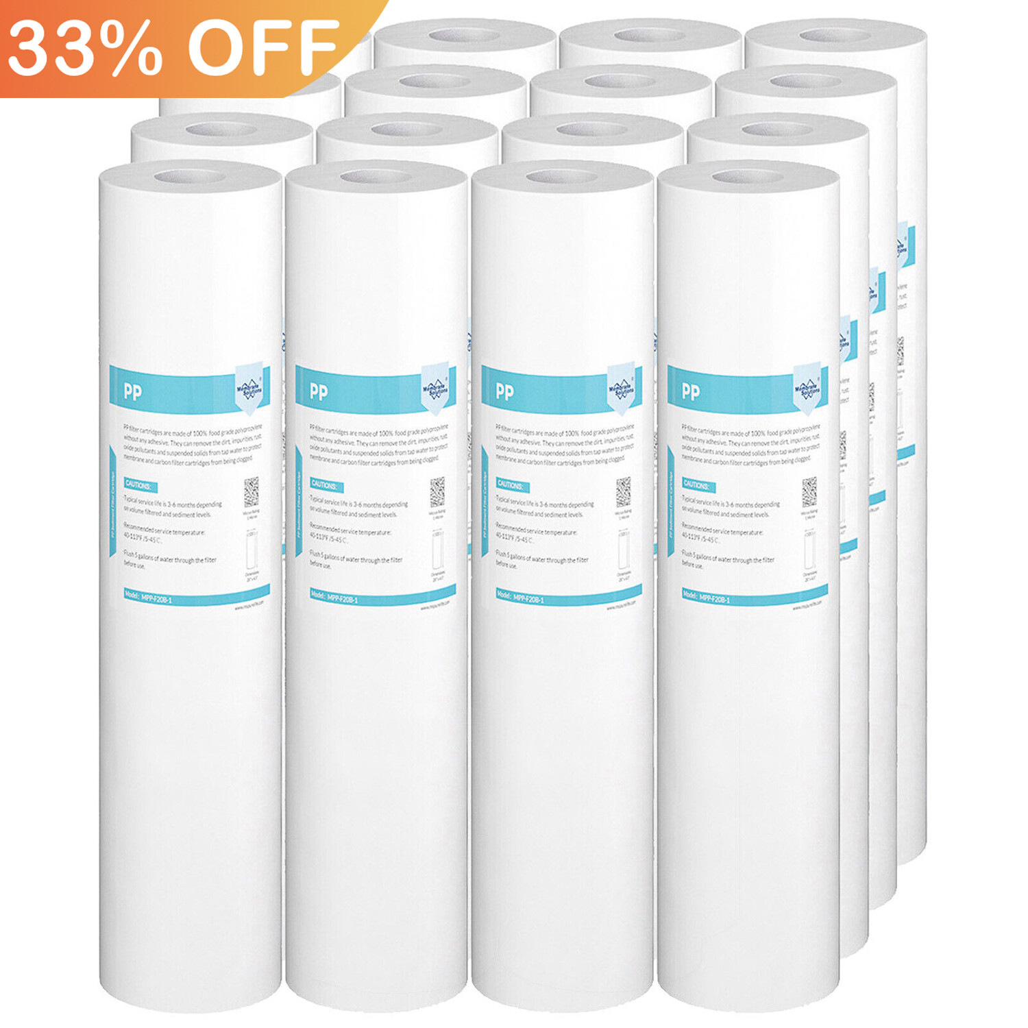 16Pack 1/5 Micron 20x4.5" Big Blue Sediment Water Filter Whole House Replacement