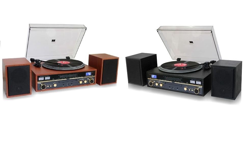 TECHPLAY COMMANDER BLACK RECORD PLAYER STEREO SYSTEM TURNTABLE BLUETOOTH CD MP3
