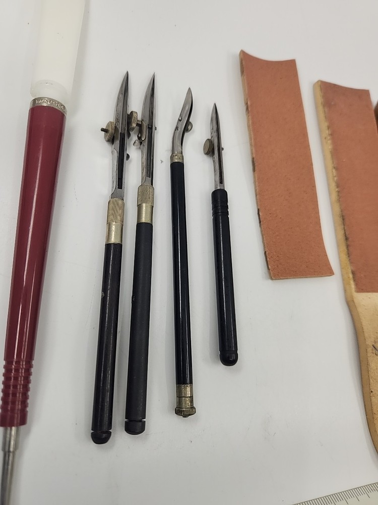 Vintage K&E & Etc Lettering Drafting Ruling Tools Lot Pens Stencils Tips School