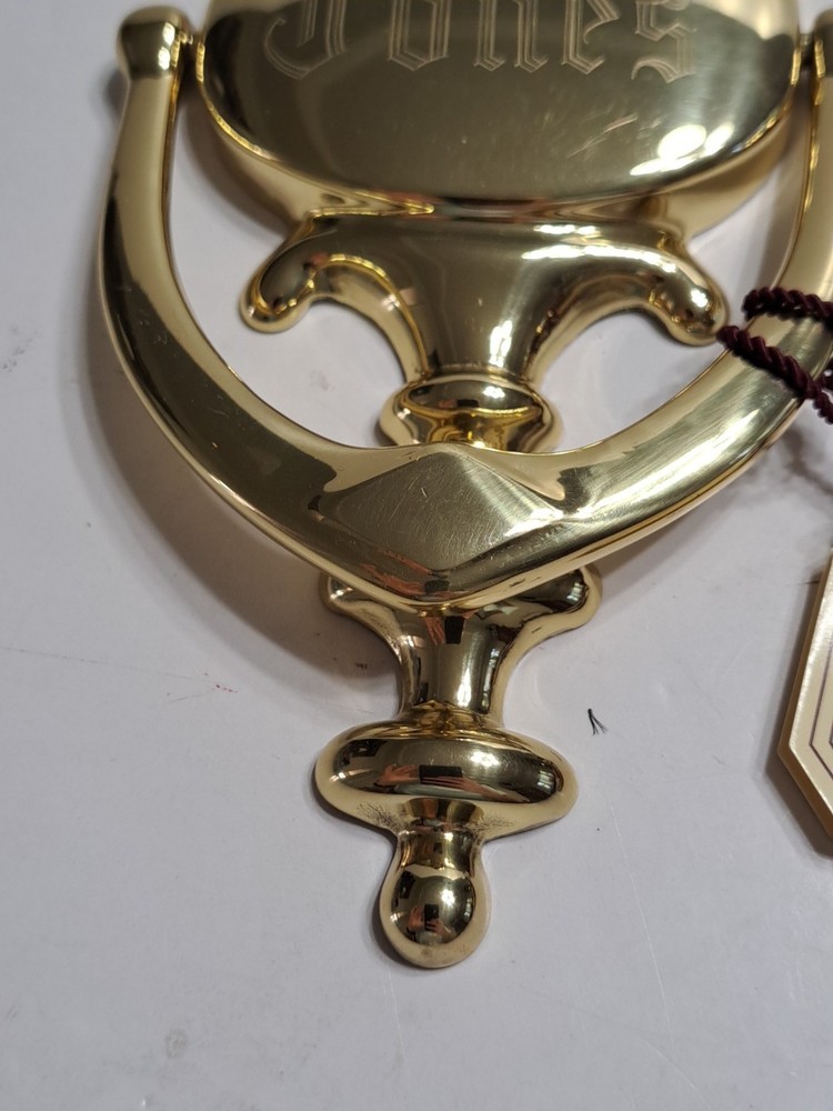 Solid Brass Door Knocker With Engraving “Jones”