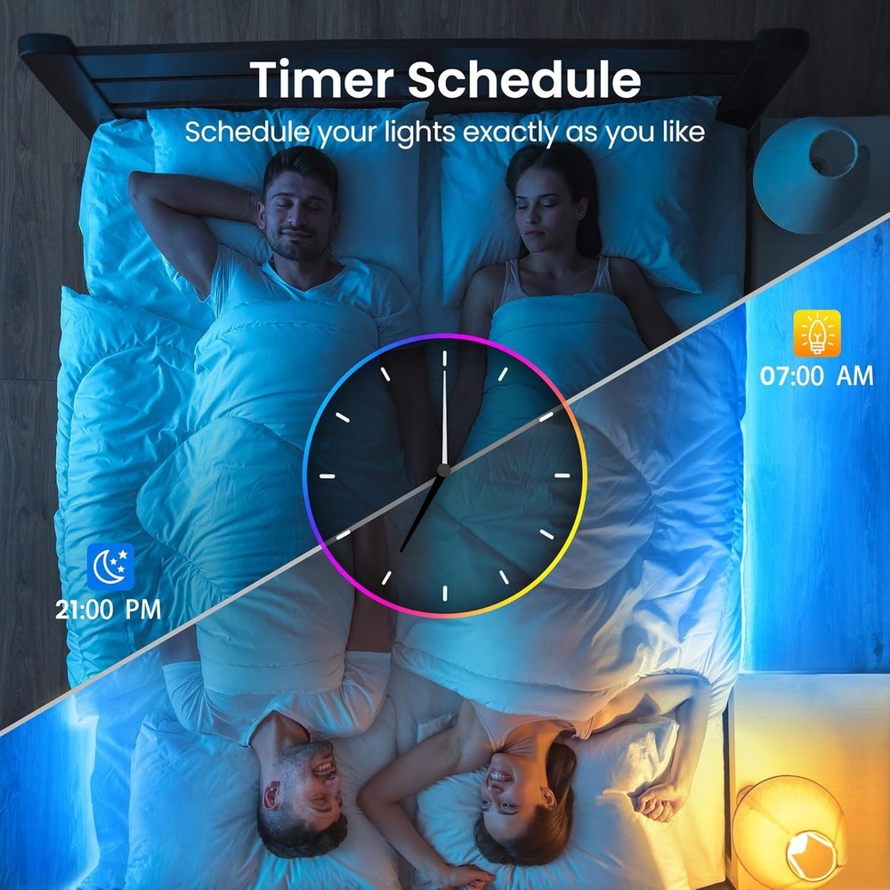 Long 100ft LED Strip Lights for Bedroom & Kitchen - Remote & Bluetooth