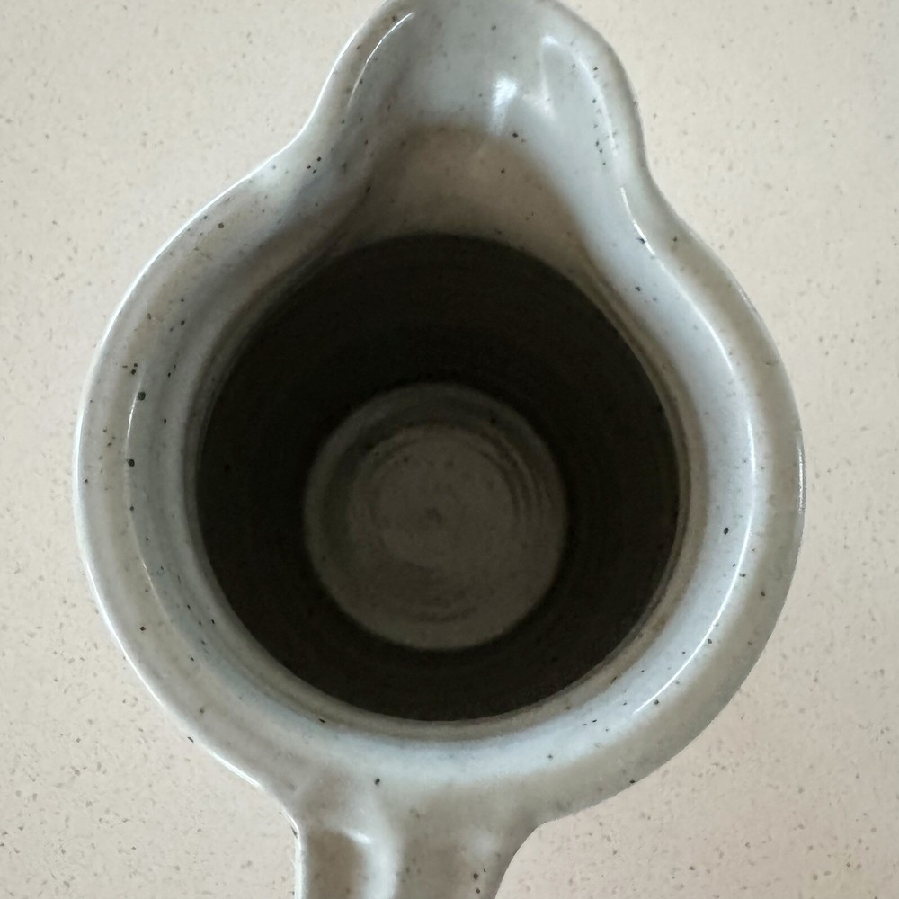 Studio Art Pottery Pitcher Gray Blue 7” Tall Handle Stoneware Earthenware