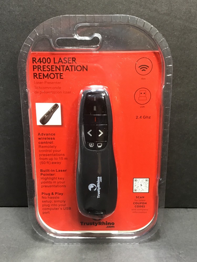 Wireless Office Presentation Remote Clicker with Laser Pointer - 2.4 Ghz USB Pr