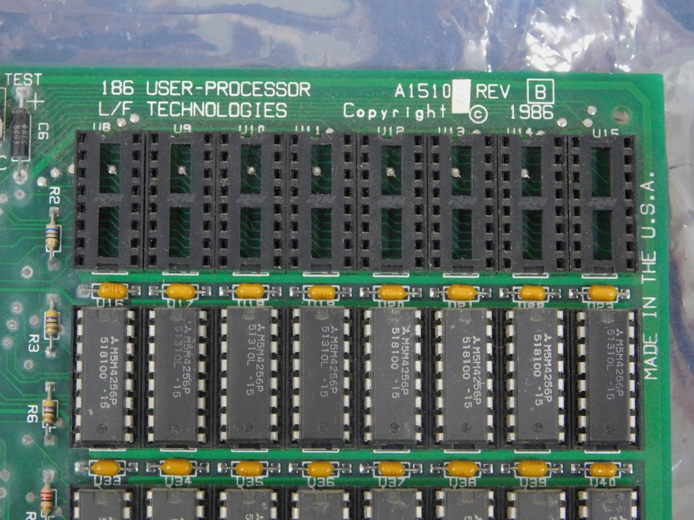 L/F Technologies 186 User-Processor Vintage 1986 Computer CPU Board
