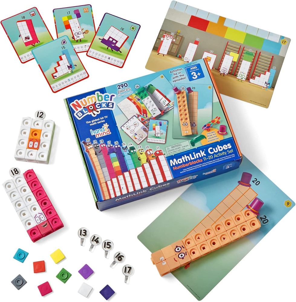 Hand2Mind Mathlink Cubes Numberblocks 11-20 Activity Set, 30 Preschool Learning