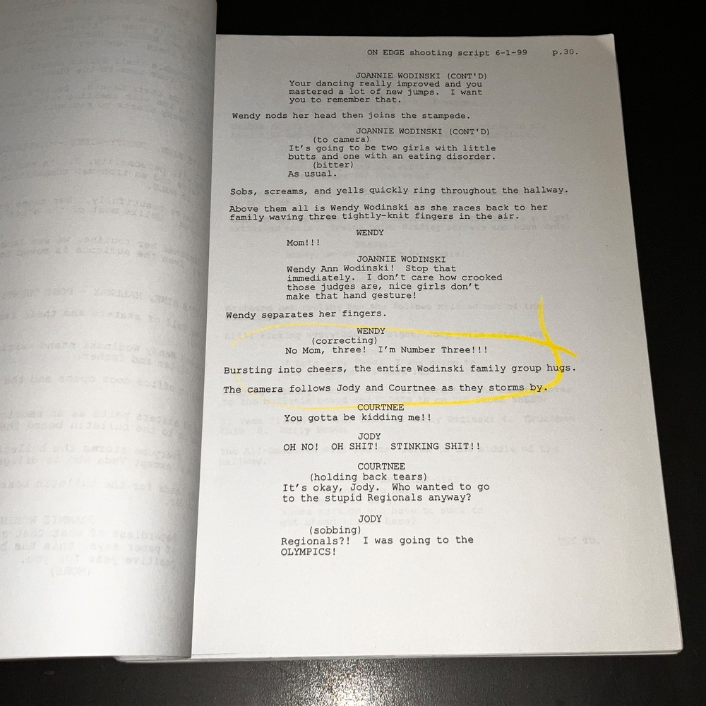 ON EDGE (6/1/99) Plus-Size Skating Comedy - Blue Revised Shooting Script + COA