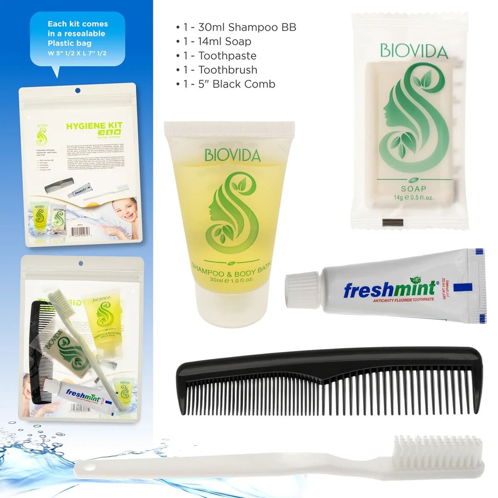 5 Piece Biovida Basic Hygiene Kits - - Case of 96